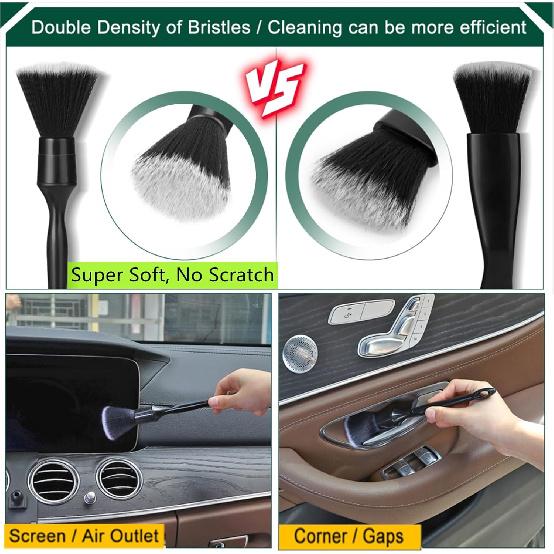 Car Interior Duster Detail Brushes, Soft Bristles Brush Car Accessories For Cleaning Dashboard Air Vent Crevice, Detailing Dusting Tool Kit For Auto