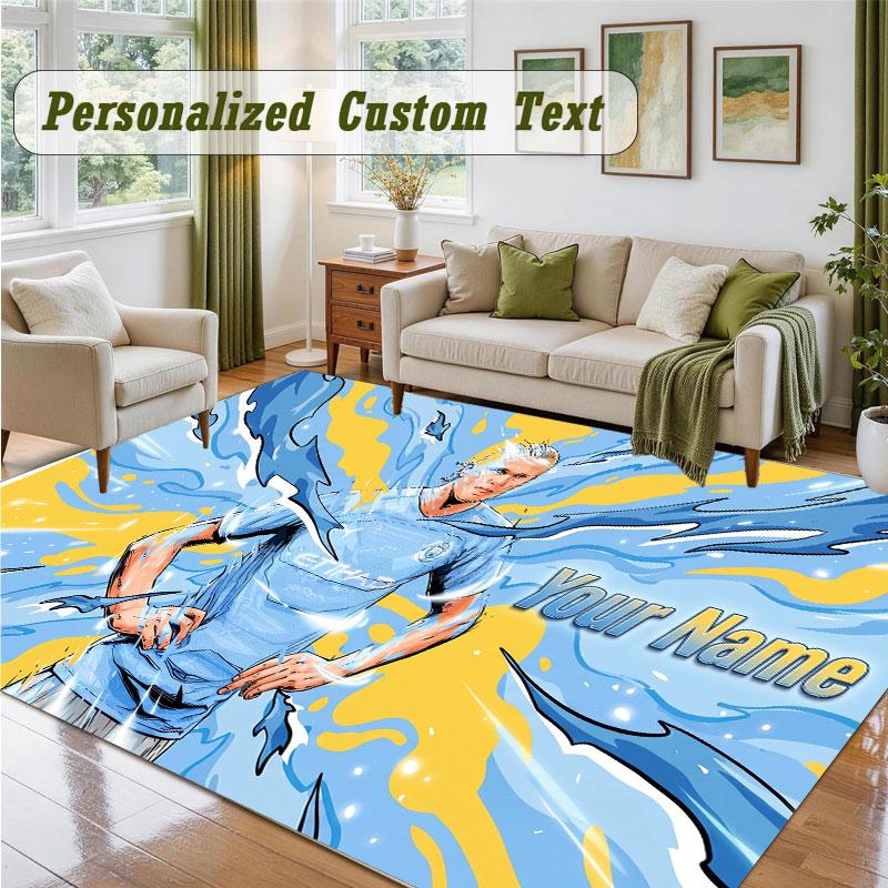 Crystal Velvet Square Rug Custom NameErling Haaland Pattern Non Slip Home Floor Decor Rug
