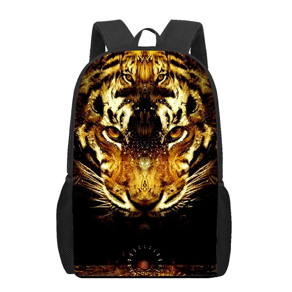 Creative Fiercely Tiger Pattern Backpacks for Girls Boys Children Students Book Bag Teenager Shoulder Rucksack Travel Backpack