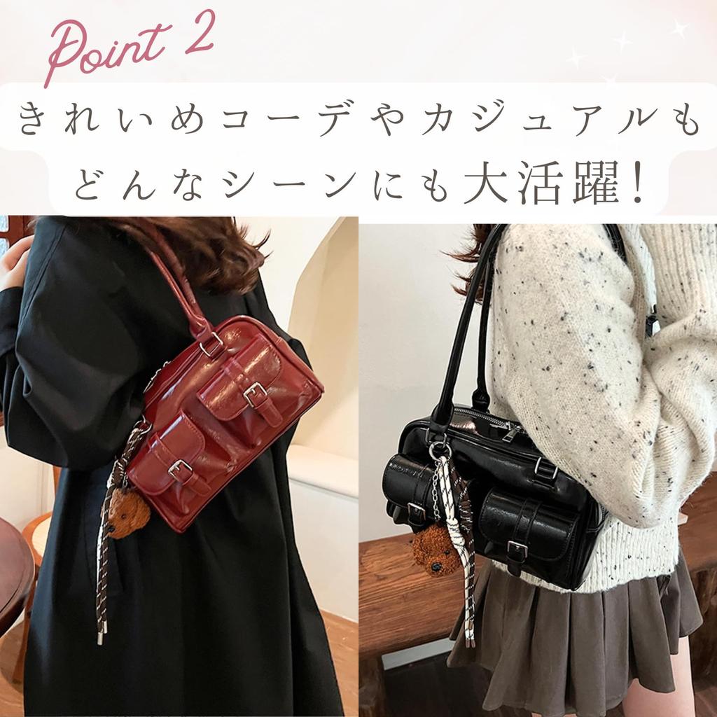 Harujio Mini Boston Bag, Horizontale Tasche, Damen-Umhängetasche, Tote Bag mit doppelter Tasche, Kleine horizontale Boston Bag, Breit, Trendig, Stilvoll, Niedlich,