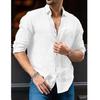 Men's Shirts Cotton Linen Lightweight Lapel Collar Hawaiian Shirt Casual Slim Shirt Male Long Sleeve Tops Shirt Blouse