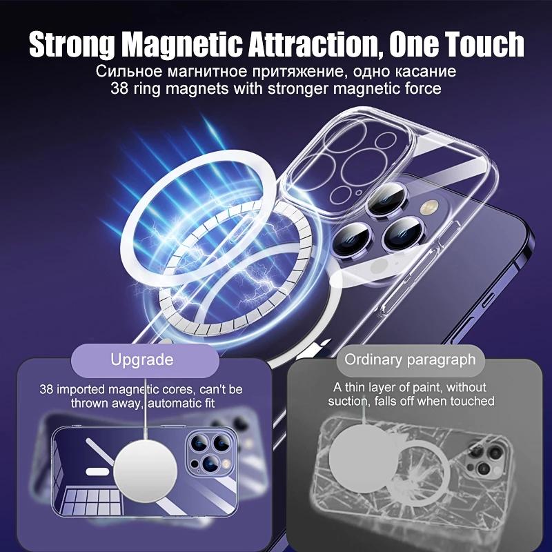 Transparent For Magsafe Magnetic Silicone Case For iPhone 15 14 13 12 11 Pro Max XS XR 7 8 Plus Wireless Charging Cover