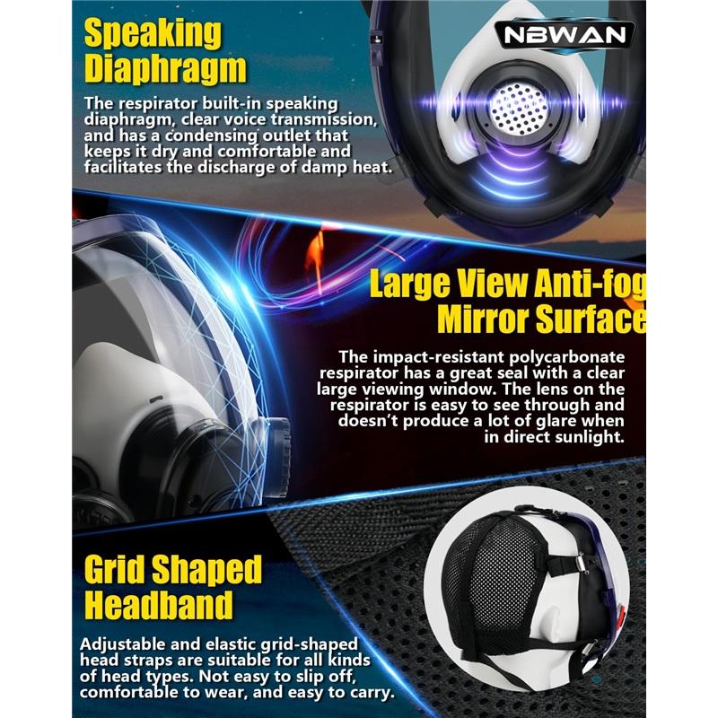 Plynové masky pro přežití jaderné a chemické, Plynová maska s 40mm filtrem s aktivním uhlím, Celotvářová respirační maska s filtrem 6001