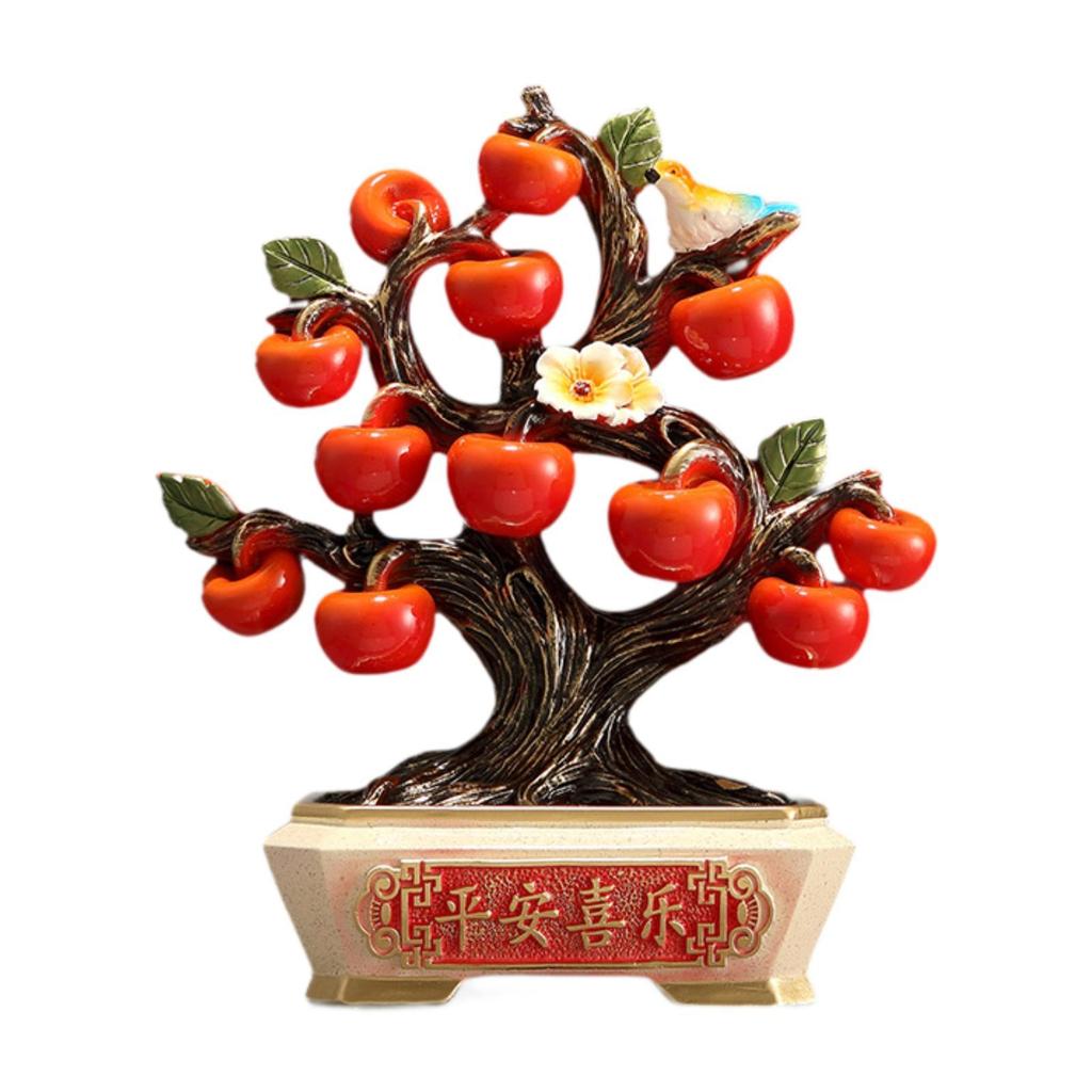 Apple Tree Statue Tabletop Ornament Table Centerpiece Collection Resin Prosperity Sculpture for Bedroom New Year Decoration