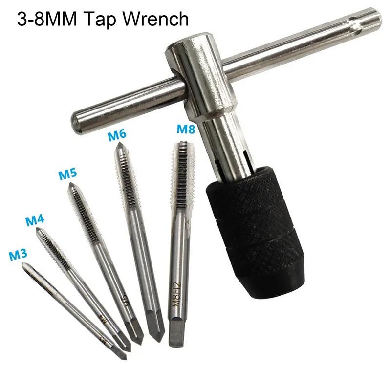 T-Handle Tap Wrench Set Threading Tapping Hand Tool Kit Ratcheting Tap Wrench T Type Thread Tapping Tool For Home Use