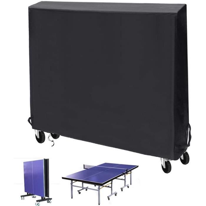 Housse de table de ping-pong, écran solaire de table de ping-pong d'extérieur avec velcro, 165 x 185 x 71 cm noir