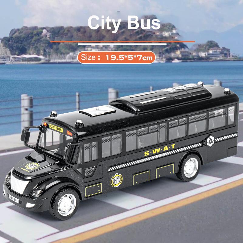 Dual Inertia Sliding Campus Bus Car Model Simulation Sound and Light Music Educational Toy Bus Car Toy Children's Birthday Gift