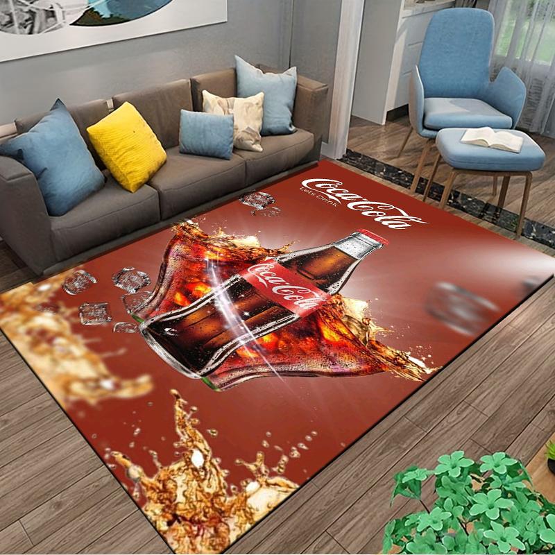 Red Carpet with Coca-Cola Bottle Design and Splash Pattern Suitable for Use As an Anti-slip for Living Room Bedroom Sofas