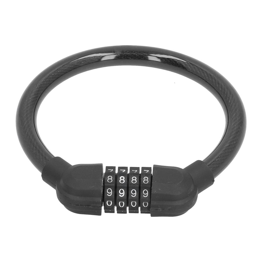 Bike Lock Cable High Security 4‑Digit Number Bicycle Cable Locks for Cycling OutdoorsBlack