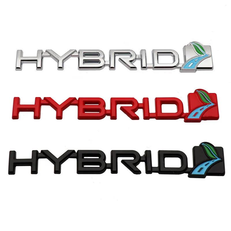 3D Metal HYBRID Logo Car Emblem Fender Badge Rear Trunk Decal For Toyota Reiz RAV4 HYBRID Stikcer Auto Styling Accessories