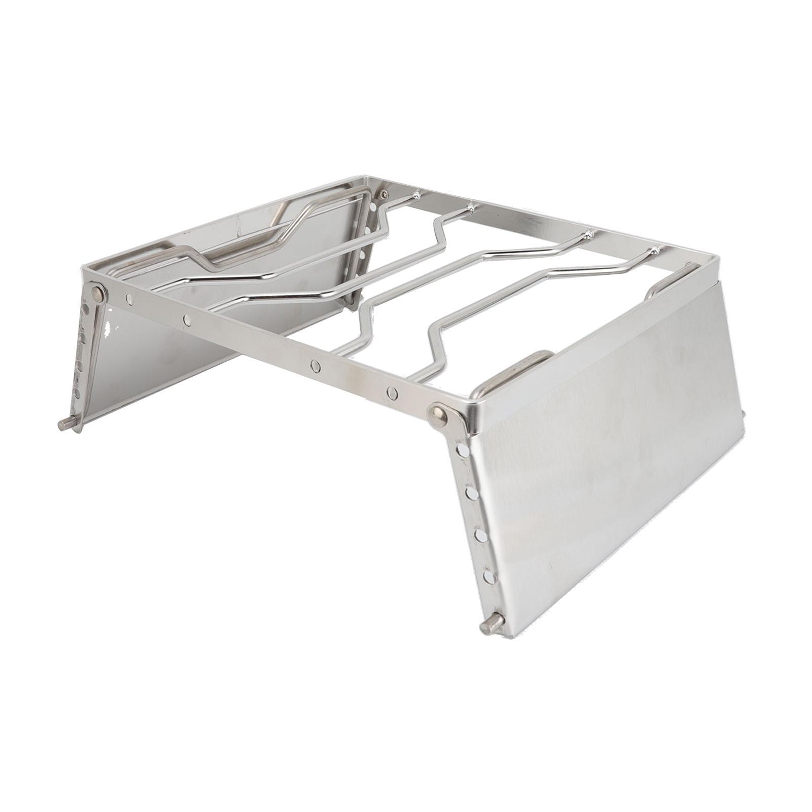 

Stove Stand Rack Stainless Steel Silver Foldable Multifunctional Portable Picnic Pot Bracket for Camping Traveling