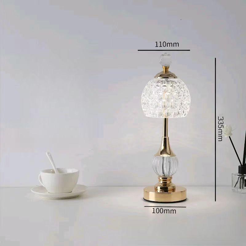 New Metal Crystal Acrylic Desk Lamp, Bedroom Charging Touch Light, Nordic Retro Atmosphere Decoration, Small Night Light