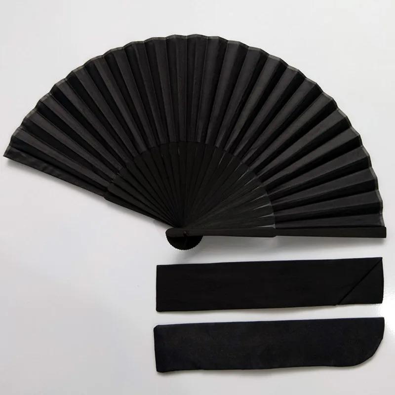 Chinese Style Black Hand Fold Fan Vintage Folding Fans Handmade Crafts Wall Decoration Relax Kit Dance Wedding Party Favor