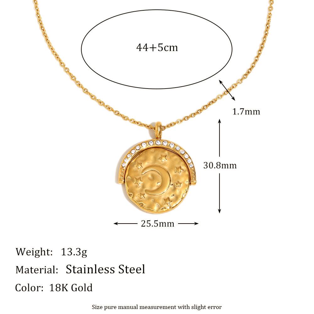 Retro Fashion Personality Pendant Unisex European American Niche Minimalist Creative Necklace 18K Gold Sun And Moon Accessories