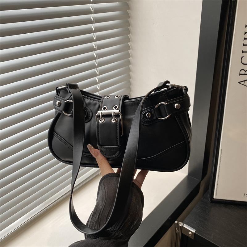 

Temperament belt solid color new fashion texture casual simple shoulder crossbody handbag чёрный