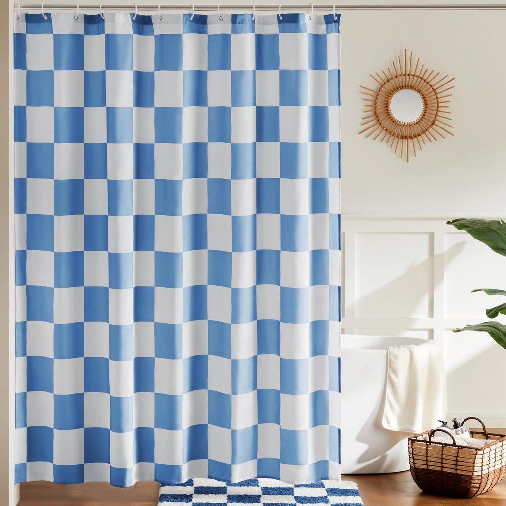 72x72inch Checkerboard Retro Pattern Waterproof Shower Curtain Bathroom For