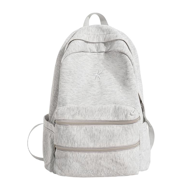 Junior High School Student Schoolbag Women s Embroidered Backpack Lightweight Travel Backpack светло-серый