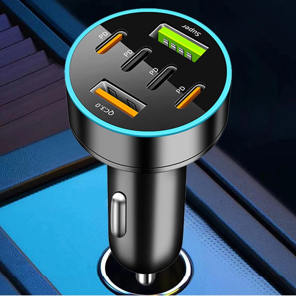 

Автомобильное зарядное устройство 250 Вт и 66 Вт с 8/6 портами, USB Type-C PD для быстрой зарядки, адаптер для телефона для грузовых автомобилей, для iPhone, Samsung, Huawei, Xiaomi