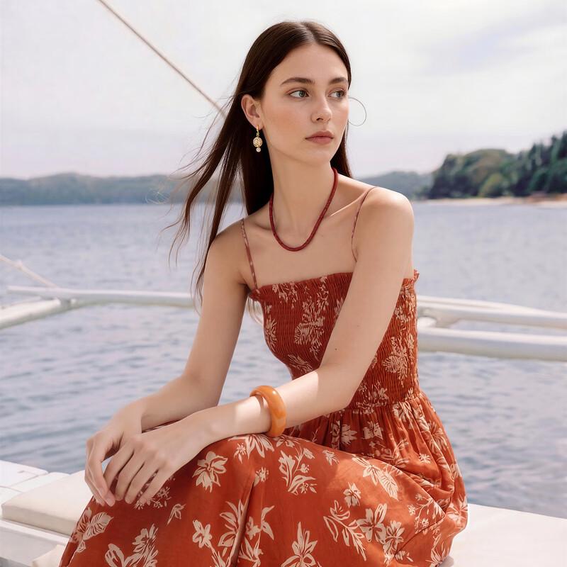 Sancai Lyocell Blend Floral Strap Dress