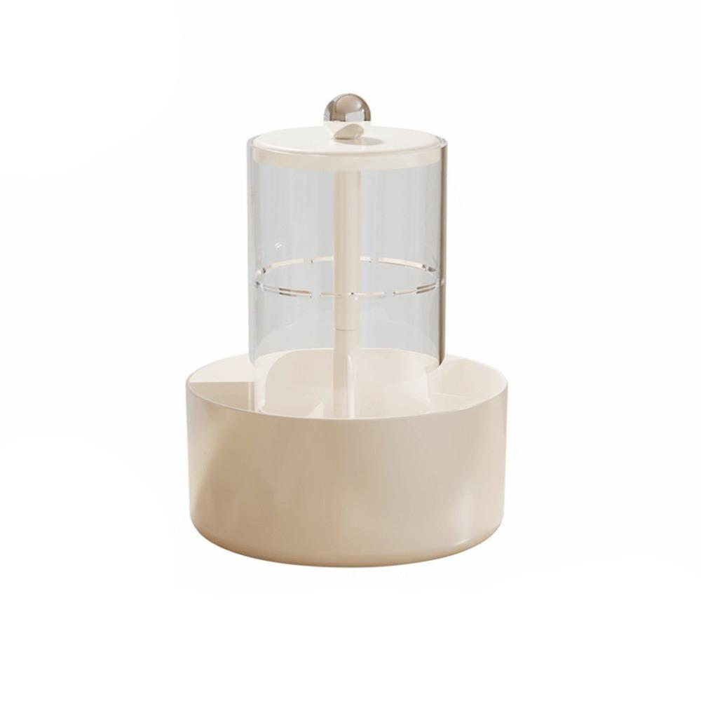4 Slots Makeup Brush Holder Plastic Material Press Type Cosmetic Storage Box 360-Degree Rotatable Lifting Design
