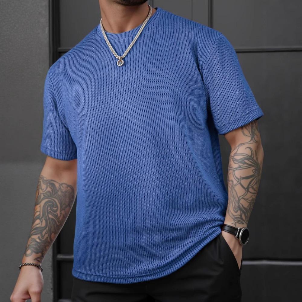 

Мужская летняя свободная повседневная футболка и летний дышащий топ с короткими рукавами XXL королевский синий