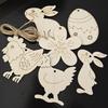10 Stück Holz-Osterdekorationen zum Bemalen DIY Leere Holzausschnitte Ornament für Ei Hase Kaninchen Schmetterling Blume Frohe Ostern