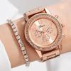 5-Piece Women's Versatile Quartz Wristwatch Set with Steel Band