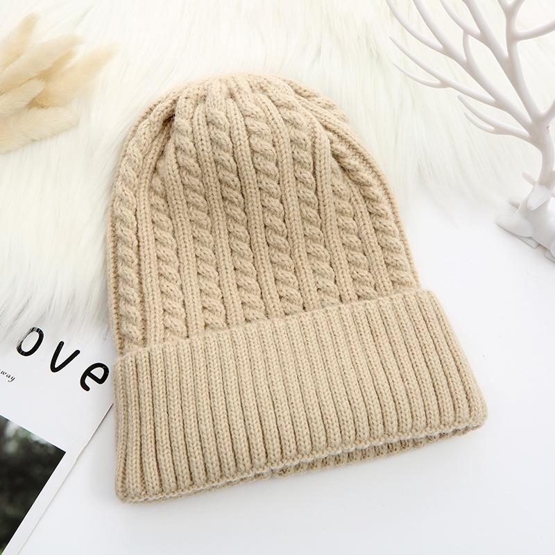 Winter Solid Color Knitted Warm Hat Knitted Women's Hat