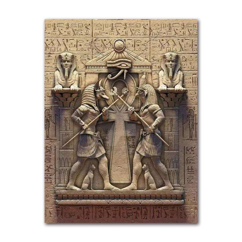 Egyptian Pharaoh Canvas Poster, Black & Gold Ancient Egypt Wall Art for Living Room Decor