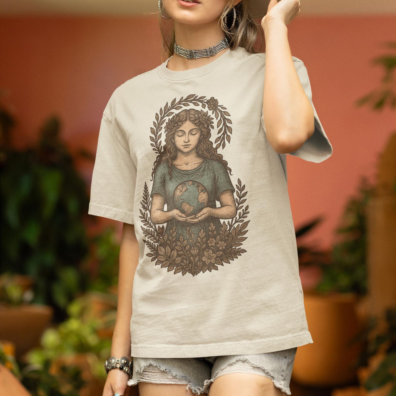 Gaia Earth Goddess Shirt Spiritual Gift | Pagan Wiccan T-Shirt | Divine Feminine Nature Tee | Eco Witchy Top | Pagan Goddess Shirt 4XL