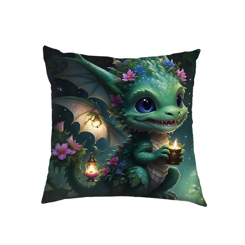 Niedliche Drachenbaby Kissenbezüge Fantasy Elfenmädchen Kissenbezüge Heimdekoration Schlafzimmer Büro Kissenbezug Zierkissenbezug Geschenk