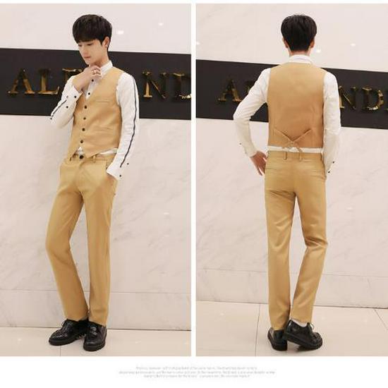 Men's Korean Style Slim Suit Vest - Business Casual for Spring & Autumn, Professional Groomsmen Dress Vest.