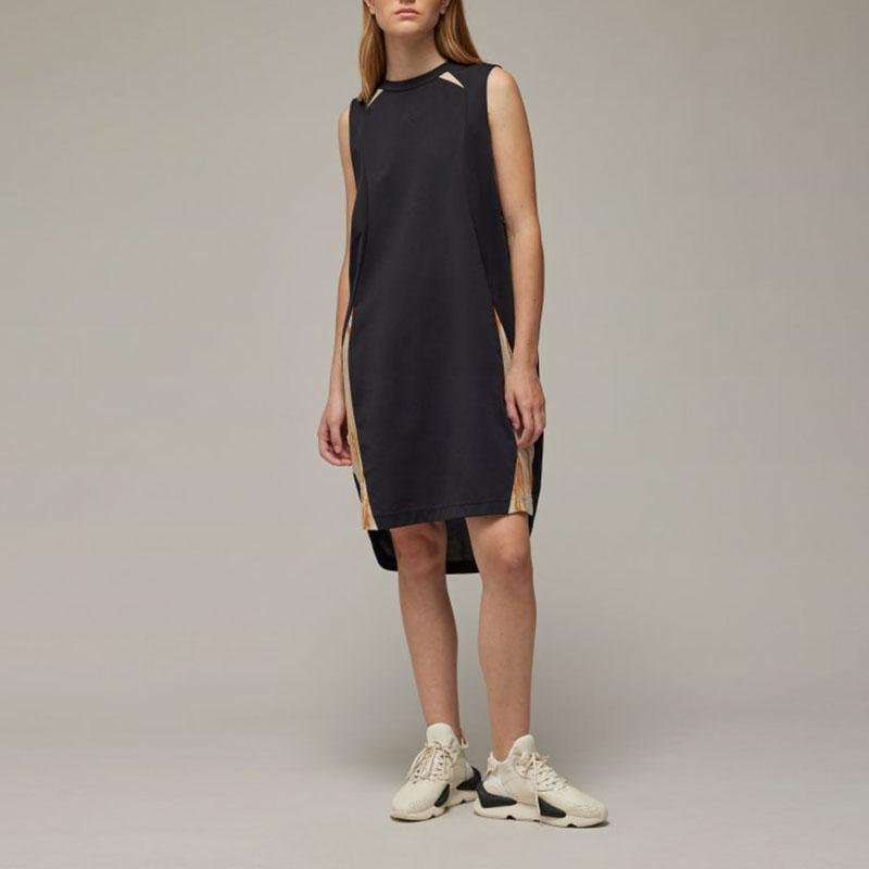 Y-3 SS24 Logo Color Block Loose Ribbed Crew Neck Sleeveless Dress Women Dresses Black IR6244