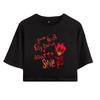 Summer Fashion Women's Sexy Hazbin Hotel Print Short Sleeve Crop Top Funny Tee Shirts Hipster O-neck Cool Tops