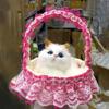 Realistic Meowing Kitten Flower Basket Doll - 2024 New Style for Girls and Kids.