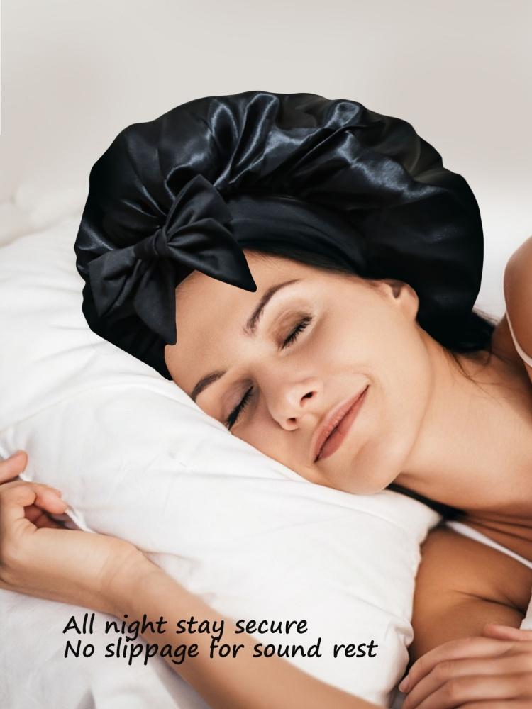 New Silky Bonnet For Sleeping Women Satin Bonnet Hair Bonnet Night Sleep Cap Scarf Wrap For Curly Hair Tie Band For CurlyHat