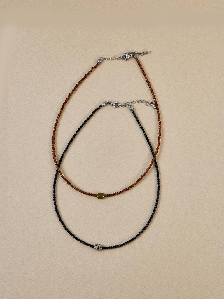Hei Jasper Rock Beads Necklace (Brown/Black)