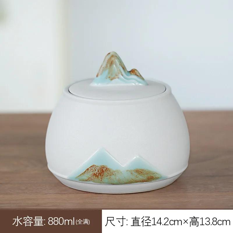Yuanshan Tea Jar Large Sealed Ceramic Storage Jar Pu'er Storage Tank Stoneware Tea Warehouse Tea Storage