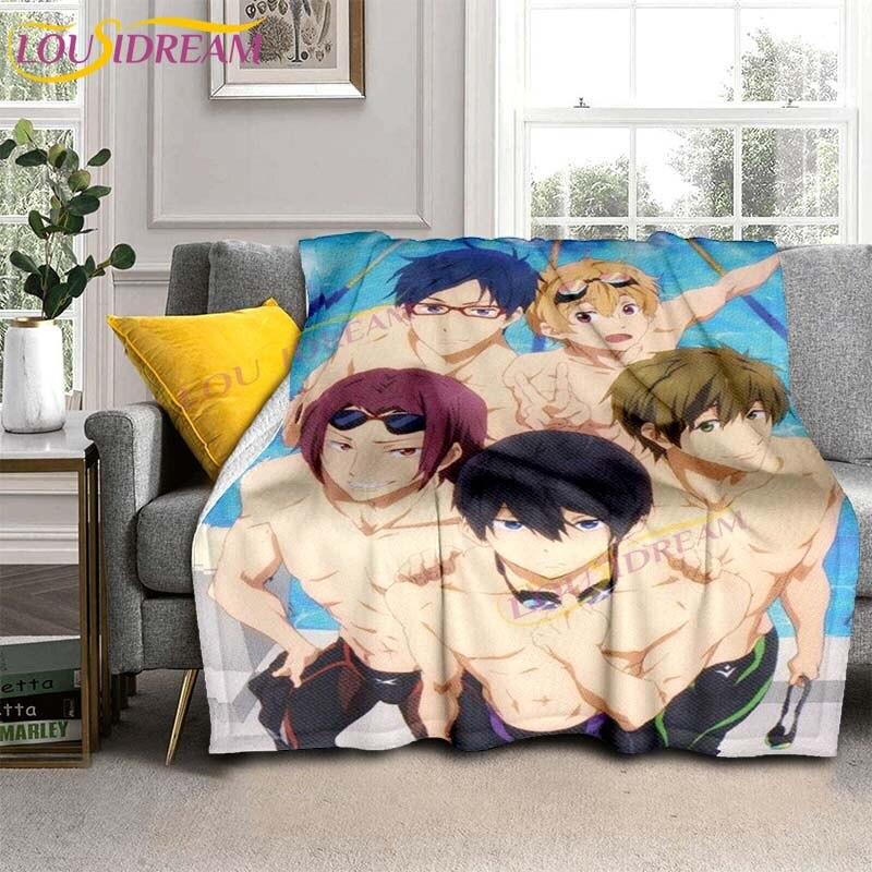 Gratis Iwatobi Swim Club Dekens Cartoon Bedspreien Dekens Anime Flanellen Dekens Bank Bed Dekens Plaid Dekens Cadeaus