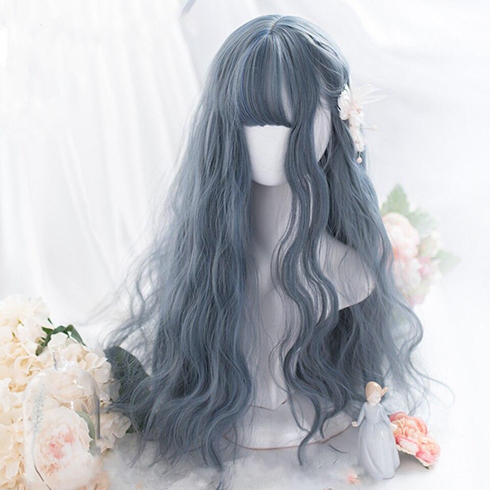 Halloween Long Curly Hair Lolita Wig Women's Synthetic Hair Heat-Resistant Fiber Red Blond Black Blue Pink Wig Cosplay LUPU