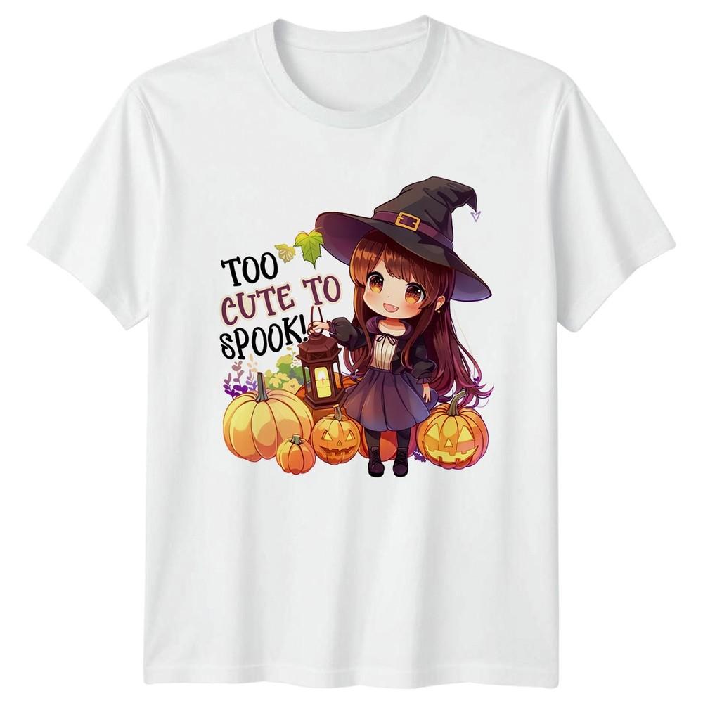Too Cute To Spook Unisexs TShirt Kawaii Witch Halloween Gift For Her S