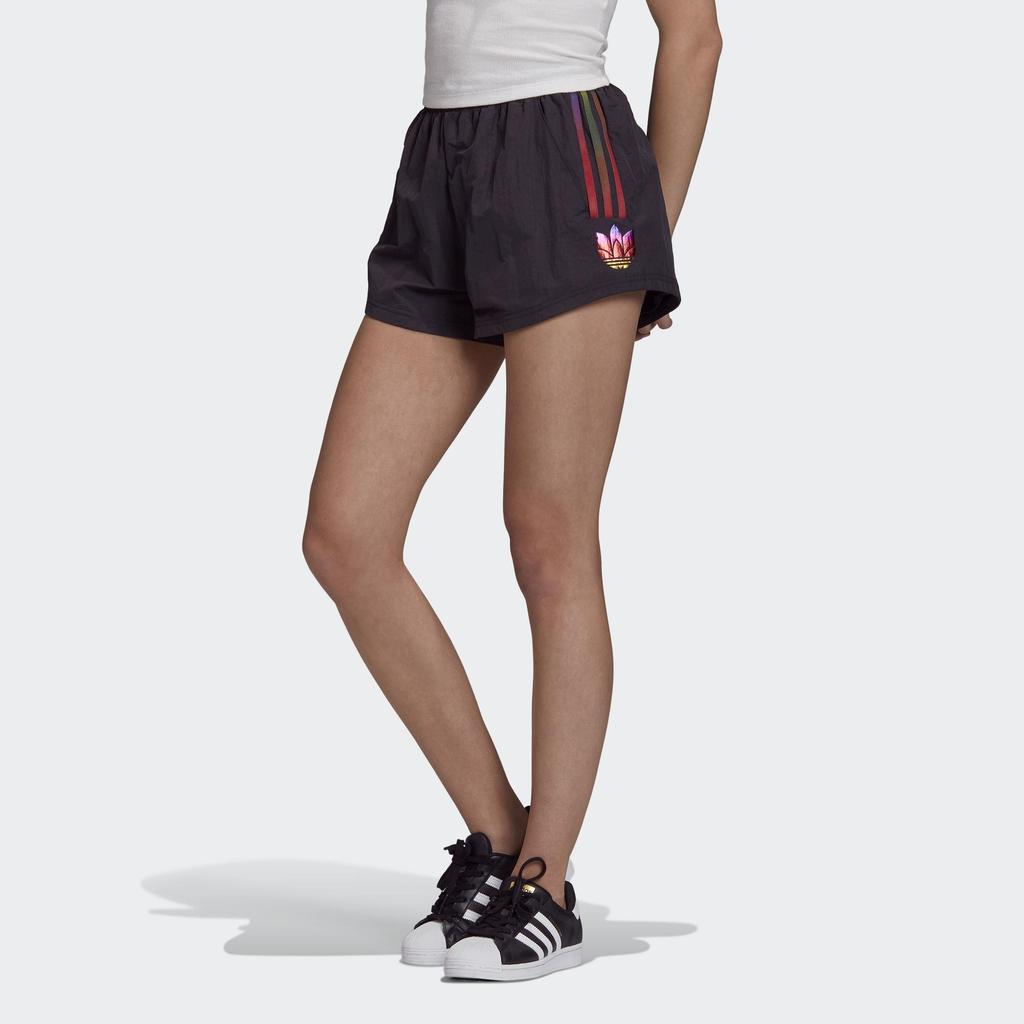 Adidas Originals Logo Print Elastic Waist Casual Shorts Women Bottoms Black GD3970