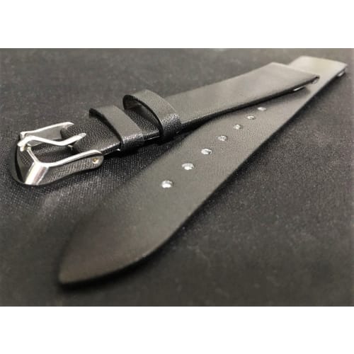 18mm Wide Supple Leather Watch Strap, Black, No Stitching, Elegant and Clean, Includes Tools