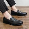 Men's Large Snake Print Leather Loafers, Sizes 38-46, Slip-on Business Casual Shoes