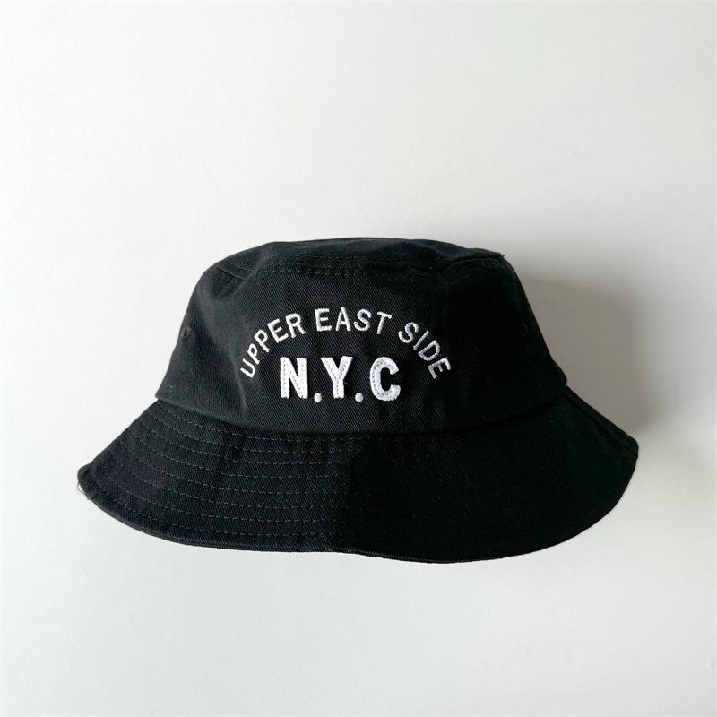 

Baby Bucket Hat 50-52cm Spring Girls Embroidery Letters Wide Brim Children Sun Hat Boys UV Protection Cotton Outdoor Travel Cap 50-52cm чорний