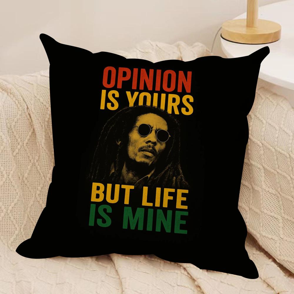 BobS Marley TThe Wailers Cushion Cover Soft Plush Fabric DoubleSided Printed Sofa Cushion Cover for All Seasons Home Decor