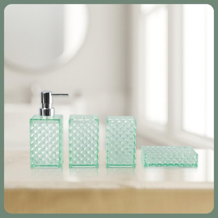 Pack of 4 Modern Diamonds Grids Bathroom Organizers Set Plastic Containers for Countertop Bathtubs Storage Easy to Wipe