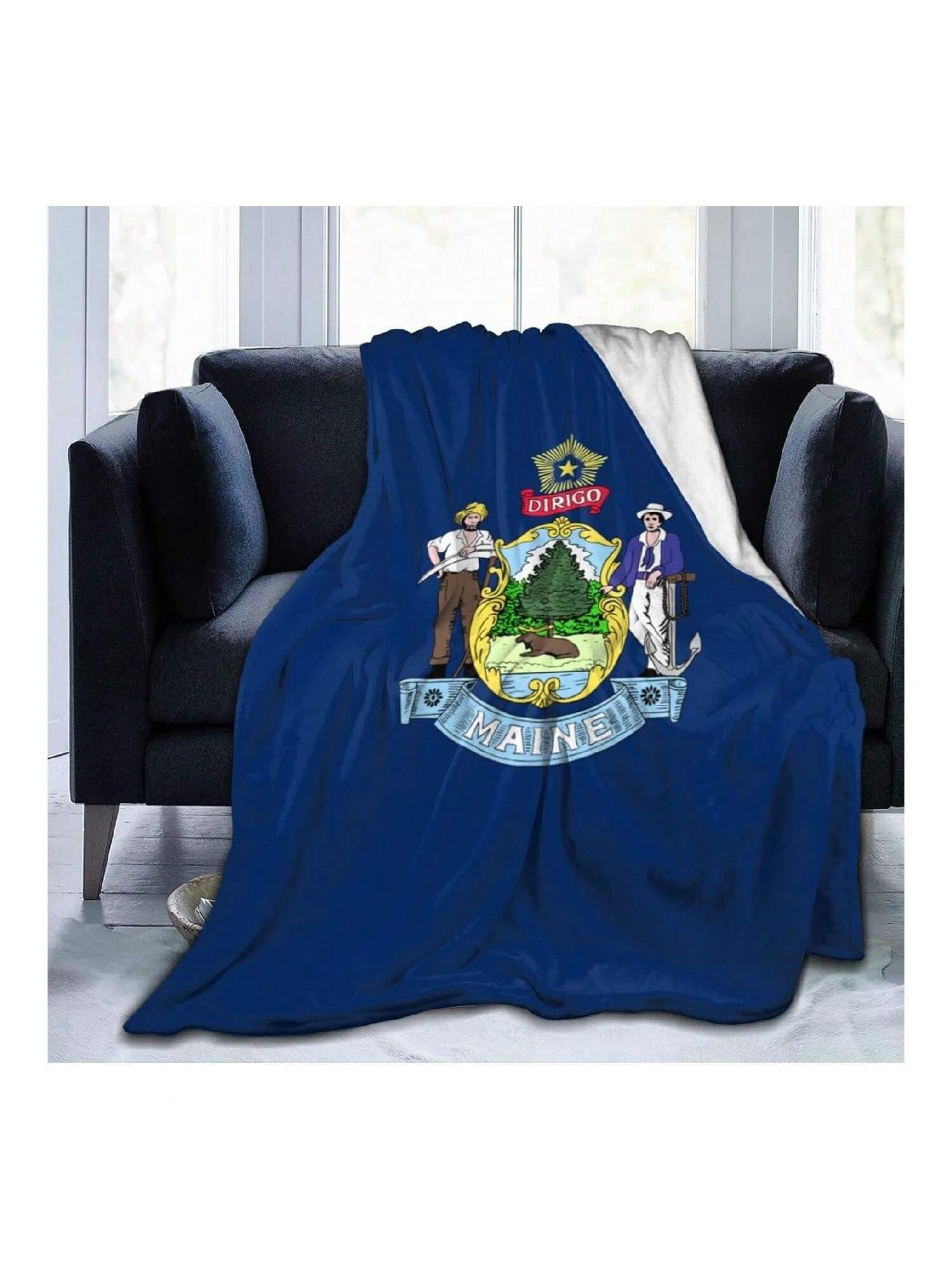 

Flag Of Maine Throw Blanket 30x40 Soft Cozy Flannel Blanket For Couch Bed 75X95CM