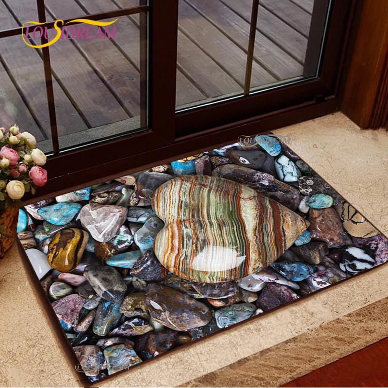 3D Cobblestone Welcome Entrance Doormats Cartoon Carpets Rugs For Home Bath Living Room Floor Stair Kitchen Hallway Non-Slip Mat