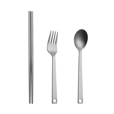 Outdoor Travel Camping Cutlery Set Light Weight Metal Tableware Fork Spoon Chopstick Utensils for Picnics and Hikings